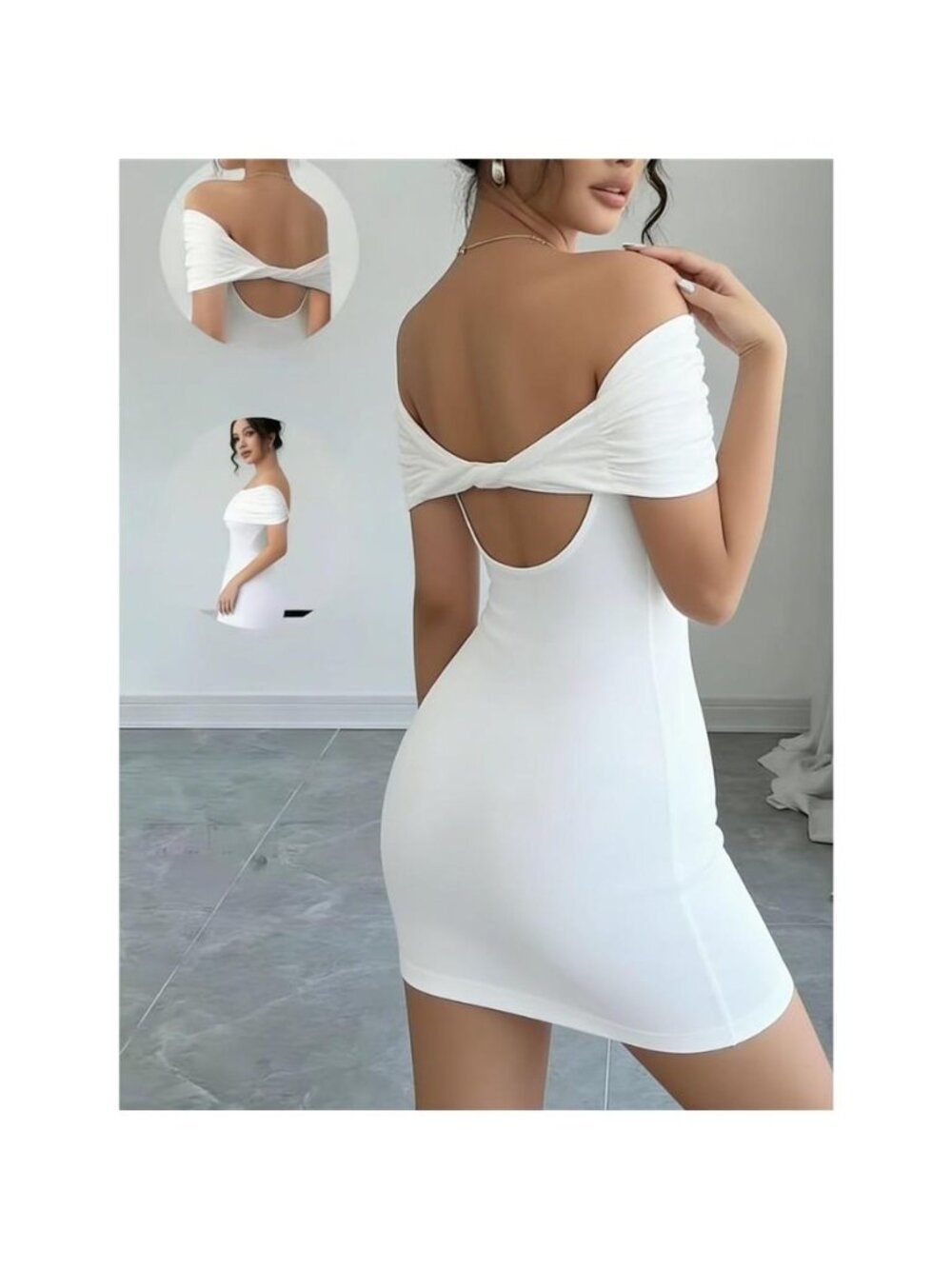 Off-Shoulder Bodycon Mini Dress - Picture 2 of 8